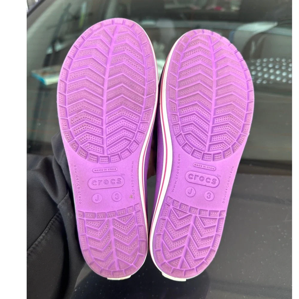 Crocs Little Girls CrocBand Ballet Flats‎ With Flower Charm Size J3 Purple Shoes